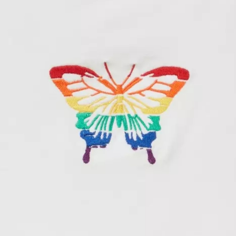 NWT Torrid 2 Butterfly High Neck Embroidered Foxy Cami White Rainbow AD-1626 - Picture 2 of 7